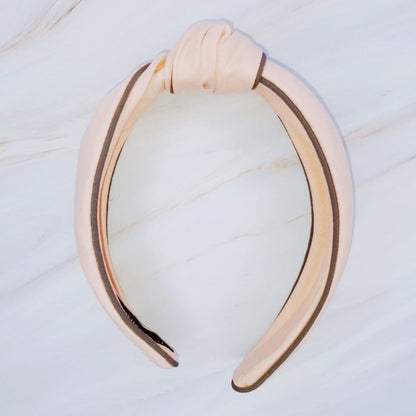 Contrast Piped Structured Preppy Headband — Classic Timeless Style - Pink Headbands