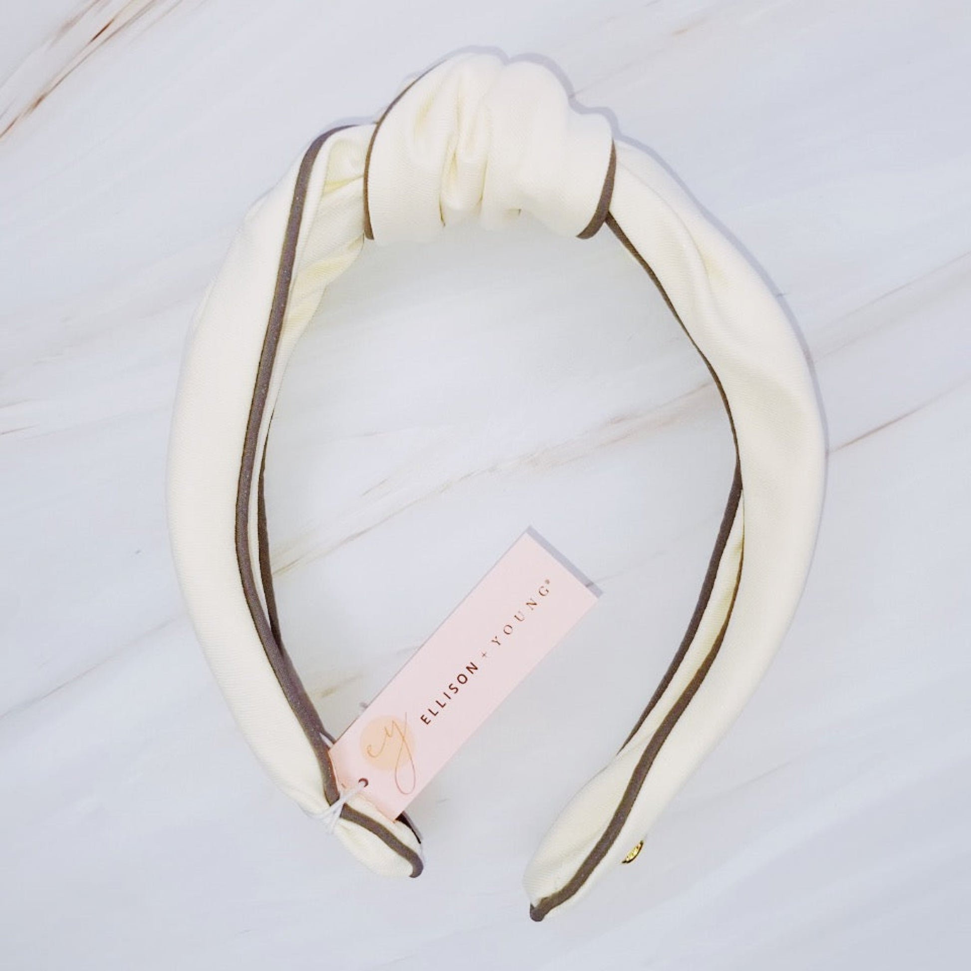 Contrast Piped Structured Preppy Headband — Classic Timeless Style - White Headbands
