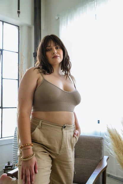 Plus Size Women's Seamless Bralette XL – Mocha XL outfit idea for women | Ro + Ivy