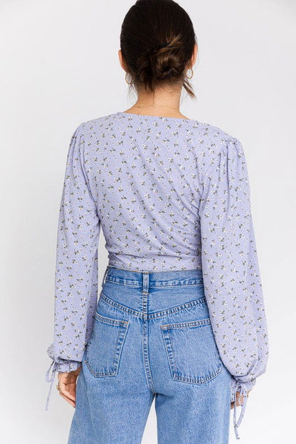 Boho Puff Sleeve Lace-Up V-Neck Blouse – outfit idea for women | Ro + Ivy