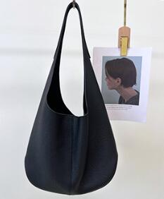 Minimal Curved Silhouette Soft Shoulder Bag — Lightweight Modern Clean Everyday Carry - Black Shoulder Bags