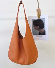 Minimal Curved Silhouette Soft Shoulder Bag — Lightweight Modern Clean Everyday Carry - Orange Shoulder Bags