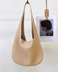 Minimal Curved Silhouette Soft Shoulder Bag — Lightweight Modern Clean Everyday Carry - Sand Shoulder Bags