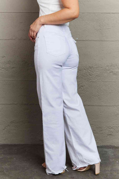 Raelene Size Inclusive High Waist Wide Leg Jeans in White for Women | Jeans | Ro + Ivy