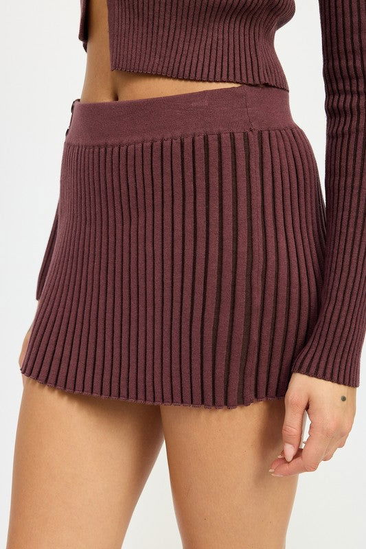 Ribbed Knit Mini Skirt - Ro + Ivy