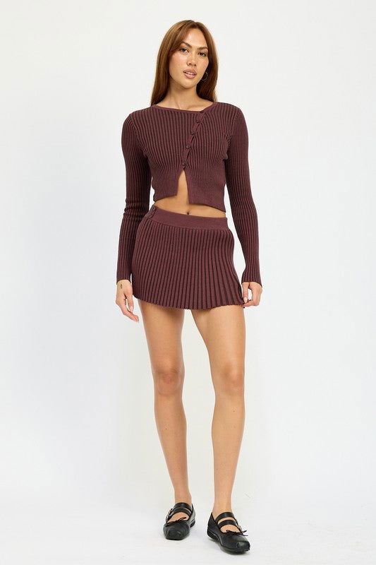 Ribbed Knit Mini Skirt - Ro + Ivy