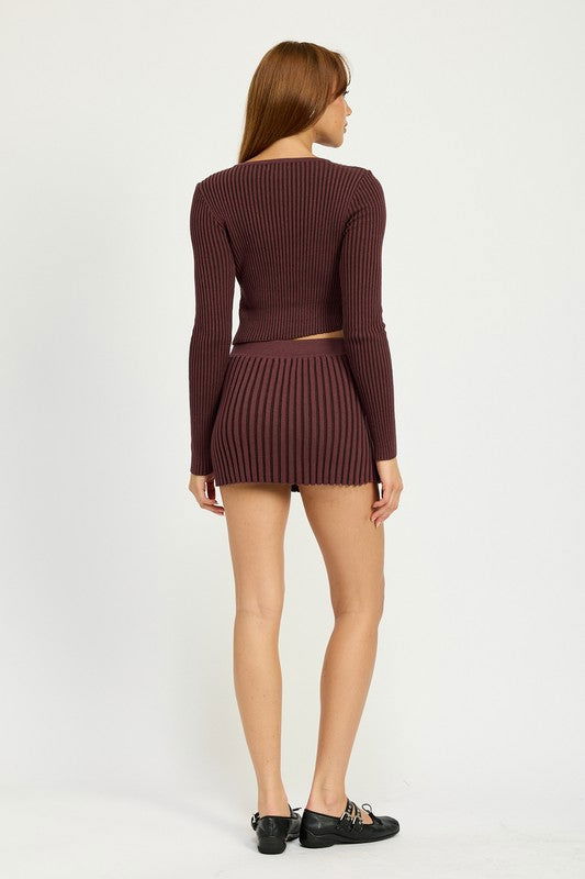 Ribbed Knit Mini Skirt - Ro + Ivy