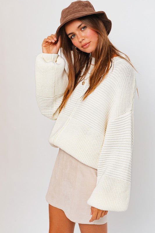 Ribbed Knitted Sweater - Ro + Ivy