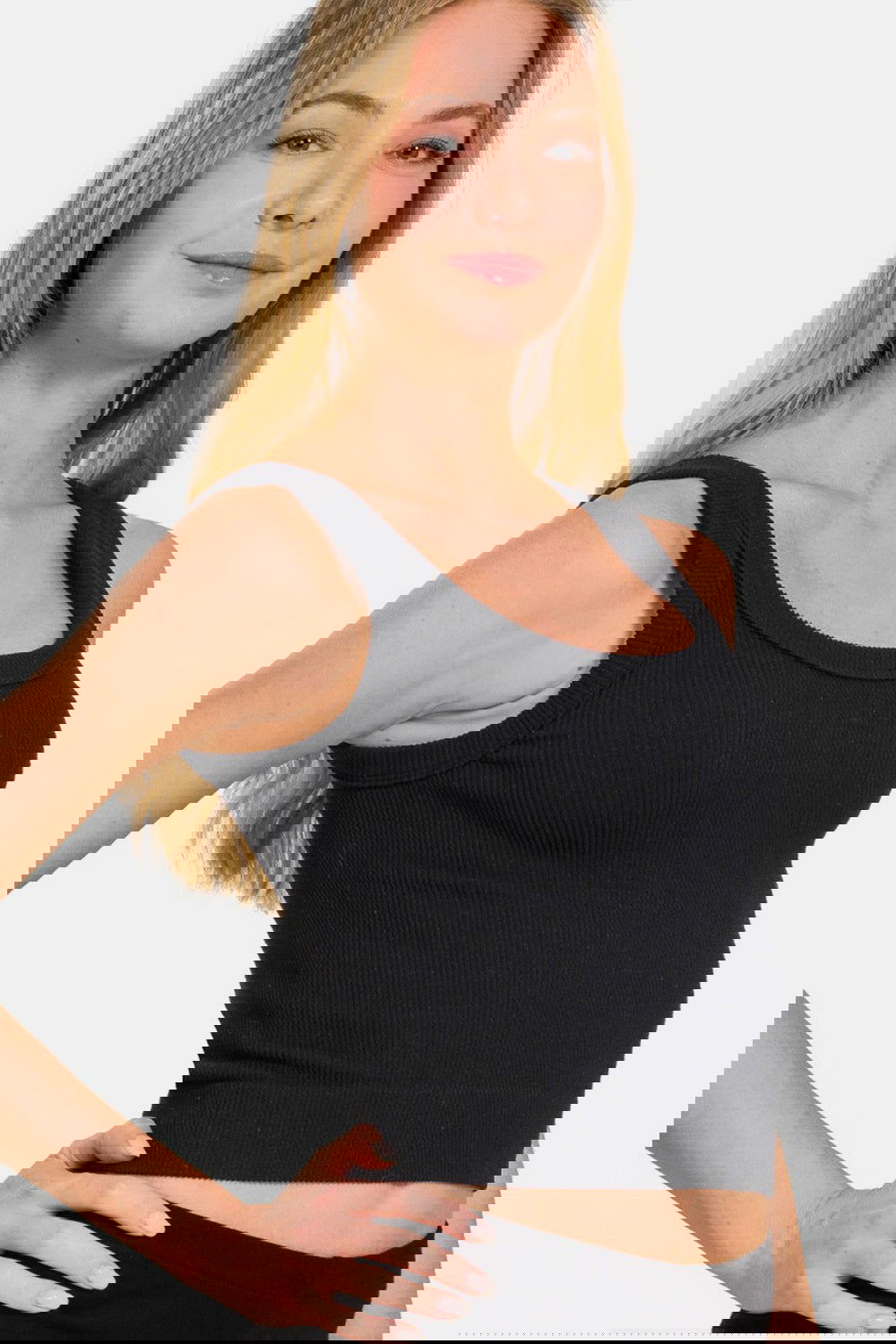 Ribbed Round Neck Cropped Tank Top for Women - Ro + Ivy