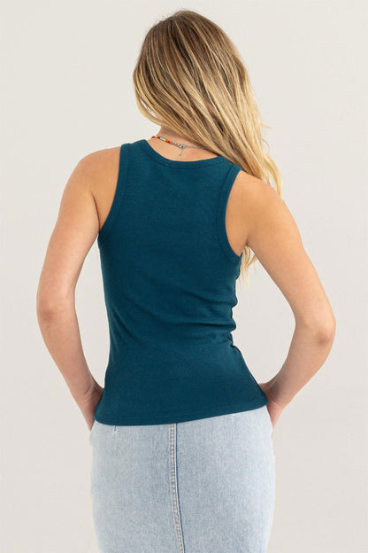 Ribbed Round Neck Tank - Ro + Ivy