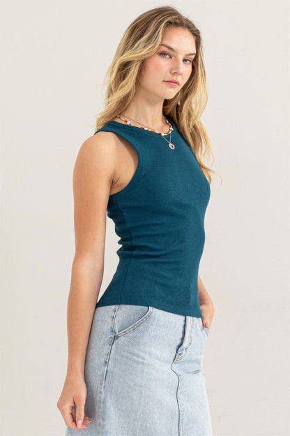 Ribbed Round Neck Tank - Ro + Ivy