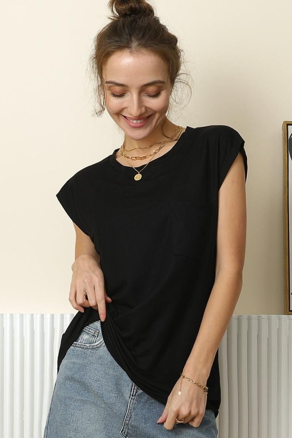 Round Neck Cap Sleeve T-Shirt for Women | T-Shirt | Ro + Ivy