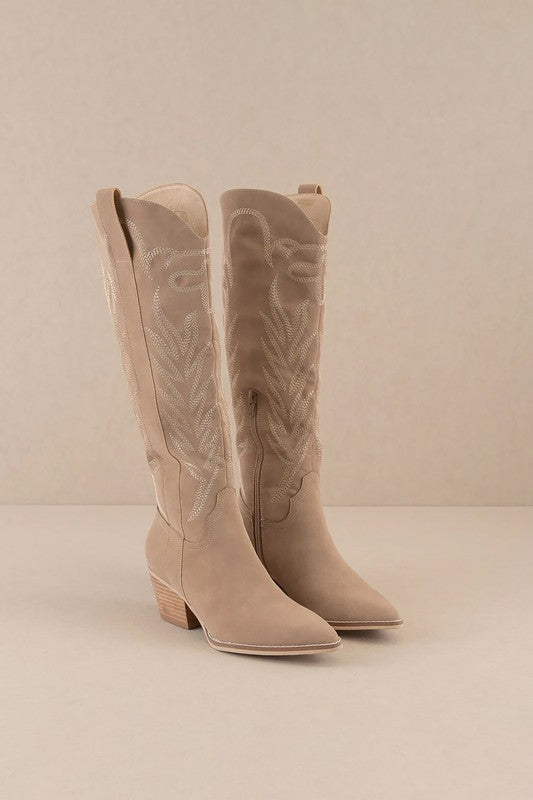 Samara Western Over The Knee High Boots with Embroidery – CEDAR WOOD outfit idea for women | Ro + Ivy