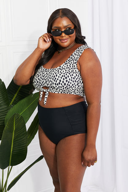 Sanibel Crop Swim Top and Ruched Bottoms Set in Black for Women | Swimsuits | Ro + Ivy