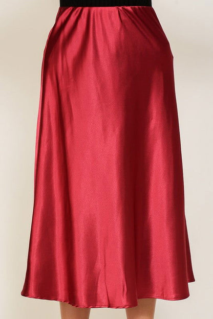 Satin Midi Flare Skirt - Ro + Ivy