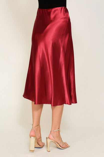 Satin Midi Flare Skirt - Ro + Ivy