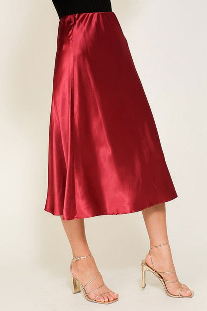 Satin Midi Flare Skirt - Ro + Ivy