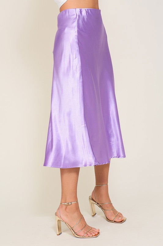 Satin Midi Flare Skirt - Ro + Ivy