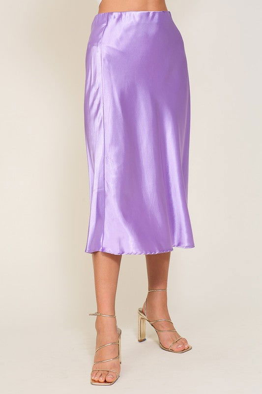 Satin Midi Flare Skirt - Ro + Ivy