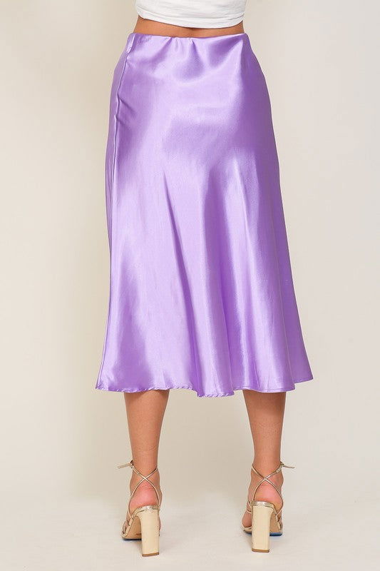 Satin Midi Flare Skirt - Ro + Ivy