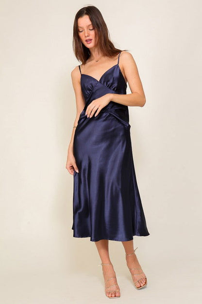 Satin Midi Flare Skirt - Ro + Ivy