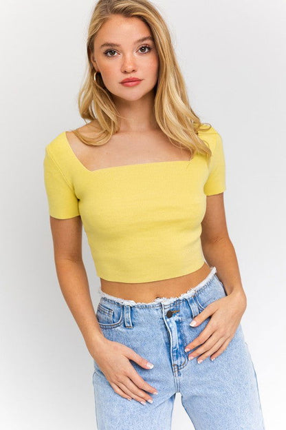 Short Sleeve Criss Cross Back Knit Top - Ro + Ivy
