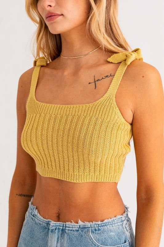 Shoulder Tie Knit Tank - Ro + Ivy