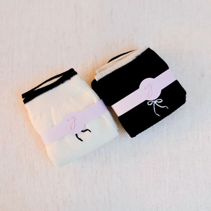 Simple Bow Ankle Socks 2-Pack — Chic Minimalist Style - Socks