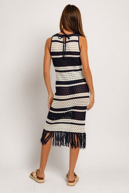 Sleeveless Crochet Effect Sweater Dress - Ro + Ivy