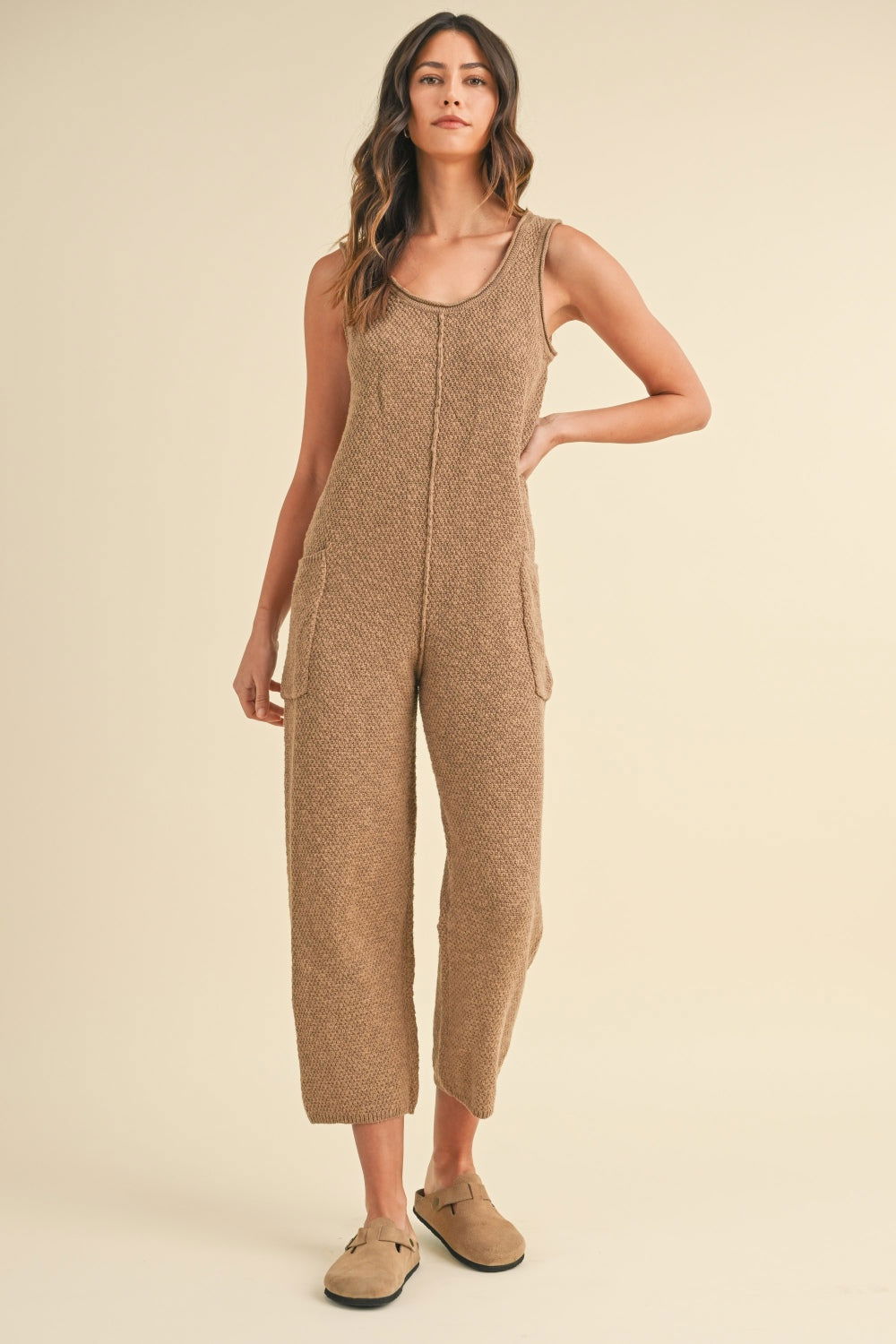 Sleeveless Tank Top Knit Jumpsuit with Pockets - Ro + Ivy