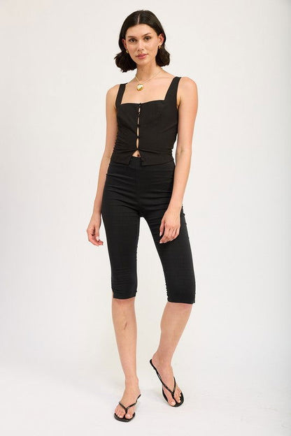 Sleeveless Square Tank Top With Button Up Detail - Ro + Ivy