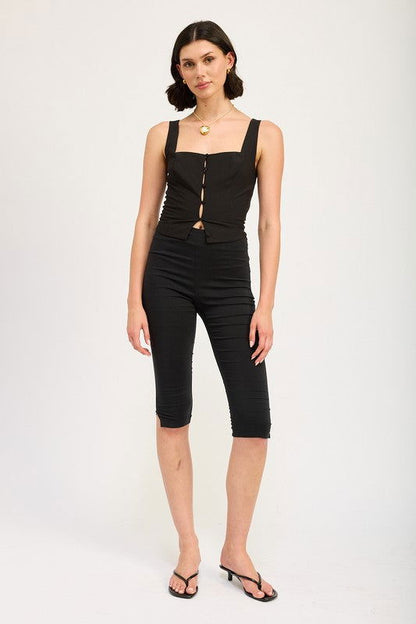 Sleeveless Square Tank Top With Button Up Detail - Ro + Ivy