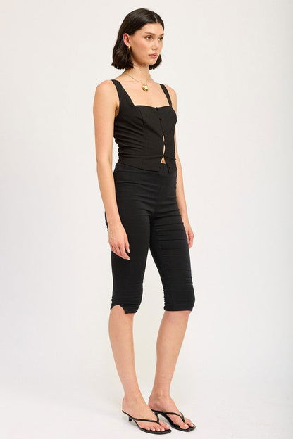 Sleeveless Square Tank Top With Button Up Detail - Ro + Ivy