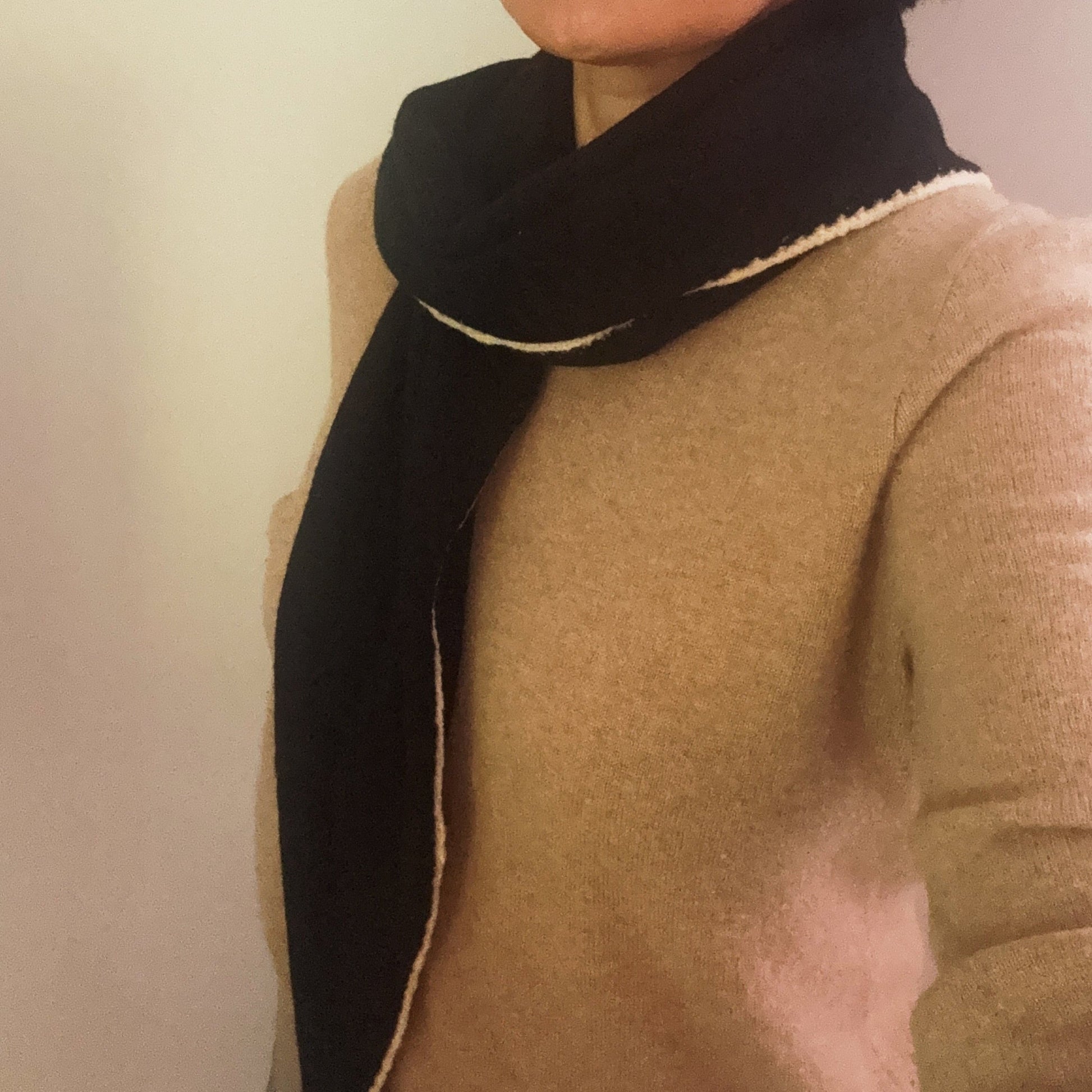 Slim Minimalist Knit Scarf – Two-Tone & Striped - Scarves