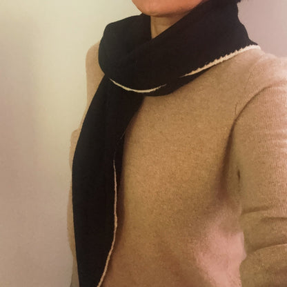 Slim Minimalist Knit Scarf – Two-Tone & Striped - Scarves