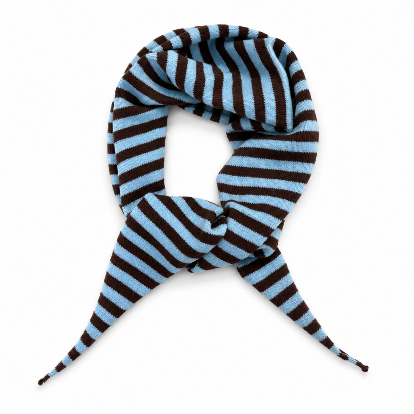 Slim Minimalist Knit Scarf – Two-Tone & Striped Brown & Blue Stripe
