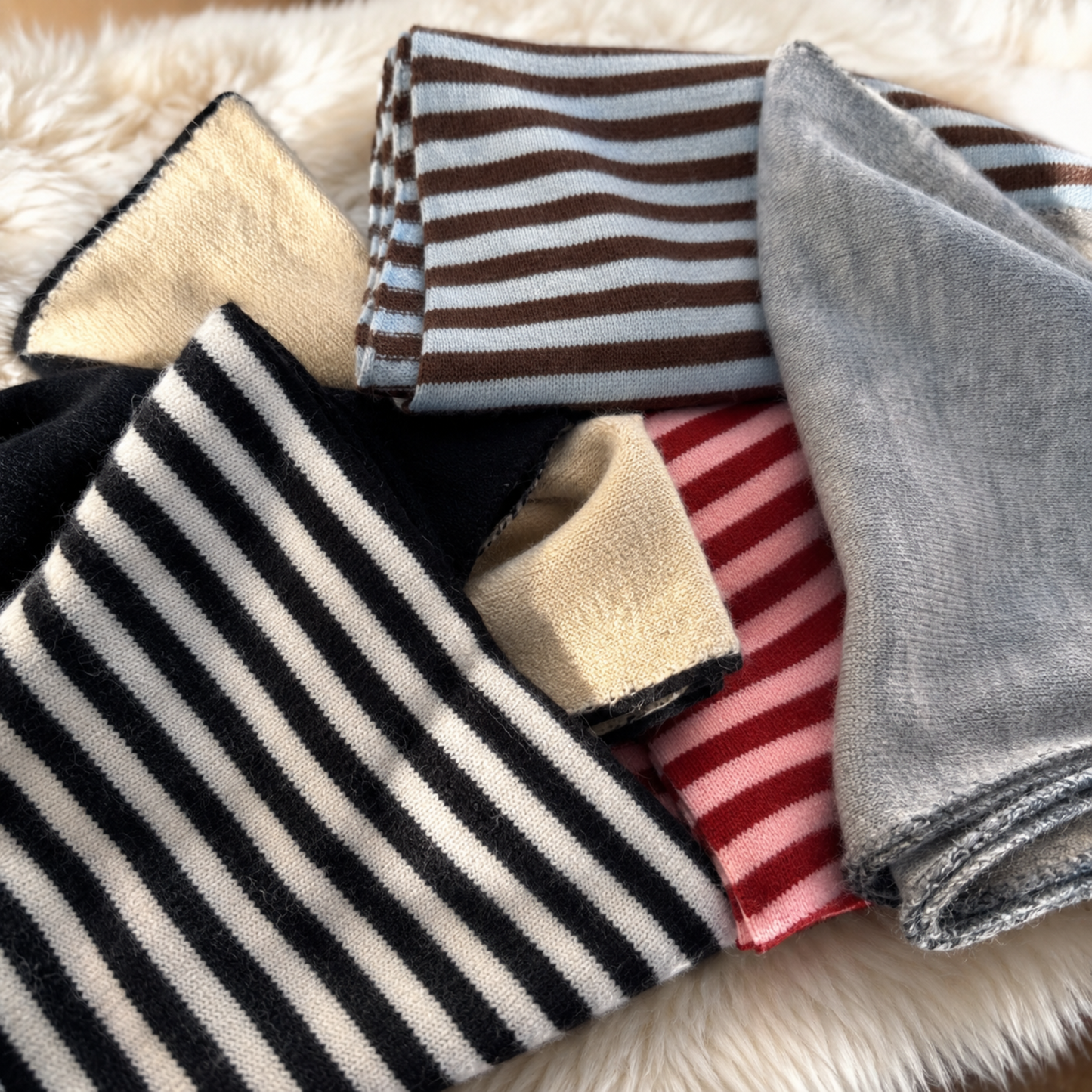 Slim Minimalist Knit Scarf – Two-Tone & Striped