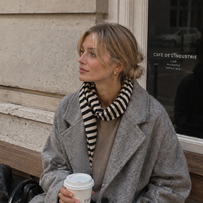 Slim Minimalist Knit Scarf – Two-Tone & Striped - Scarves