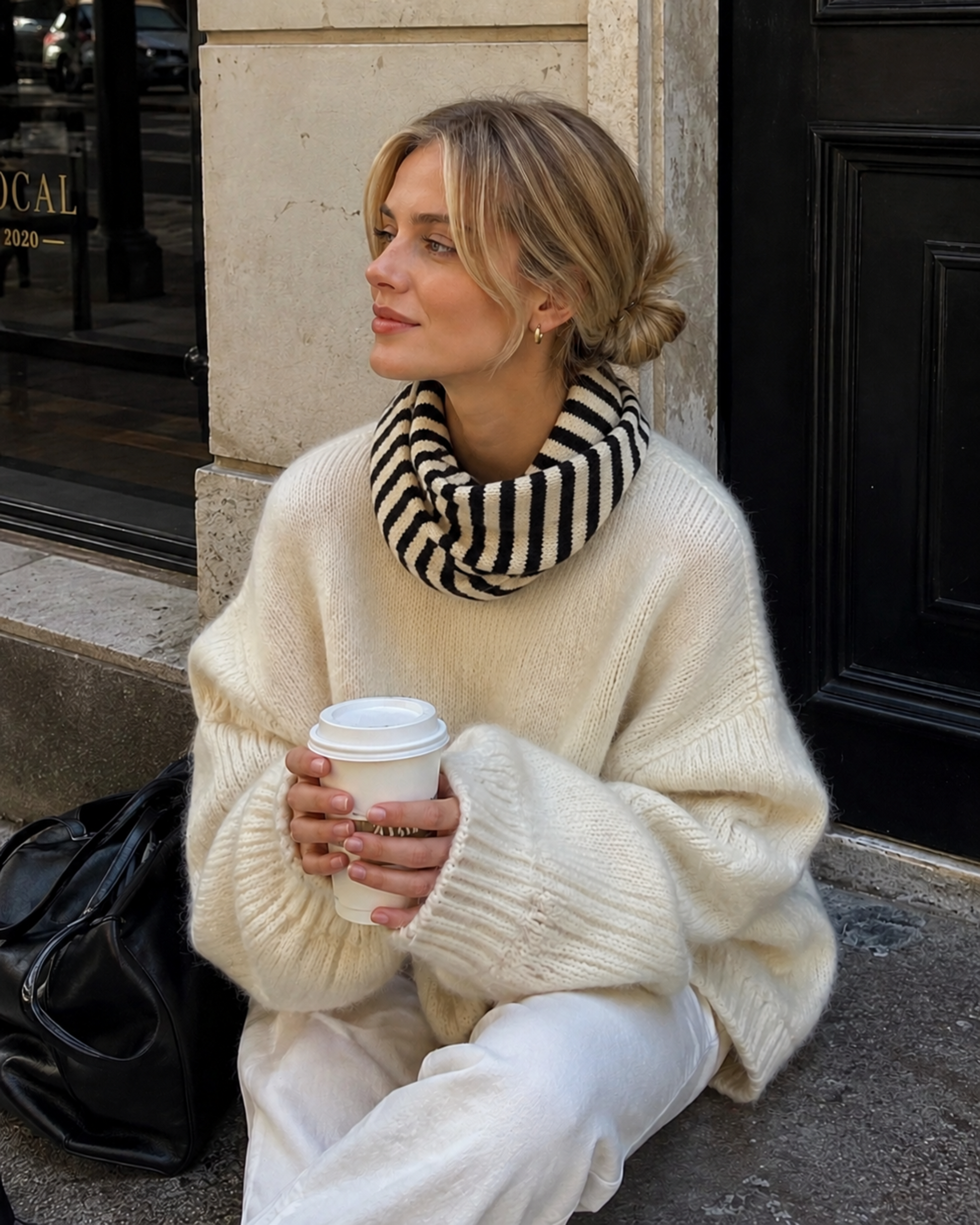 Slim Minimalist Knit Scarf – Two-Tone & Striped - Scarves