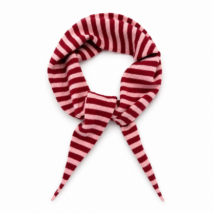 Slim Minimalist Knit Scarf – Two-Tone & Striped Pink & Red Stripe