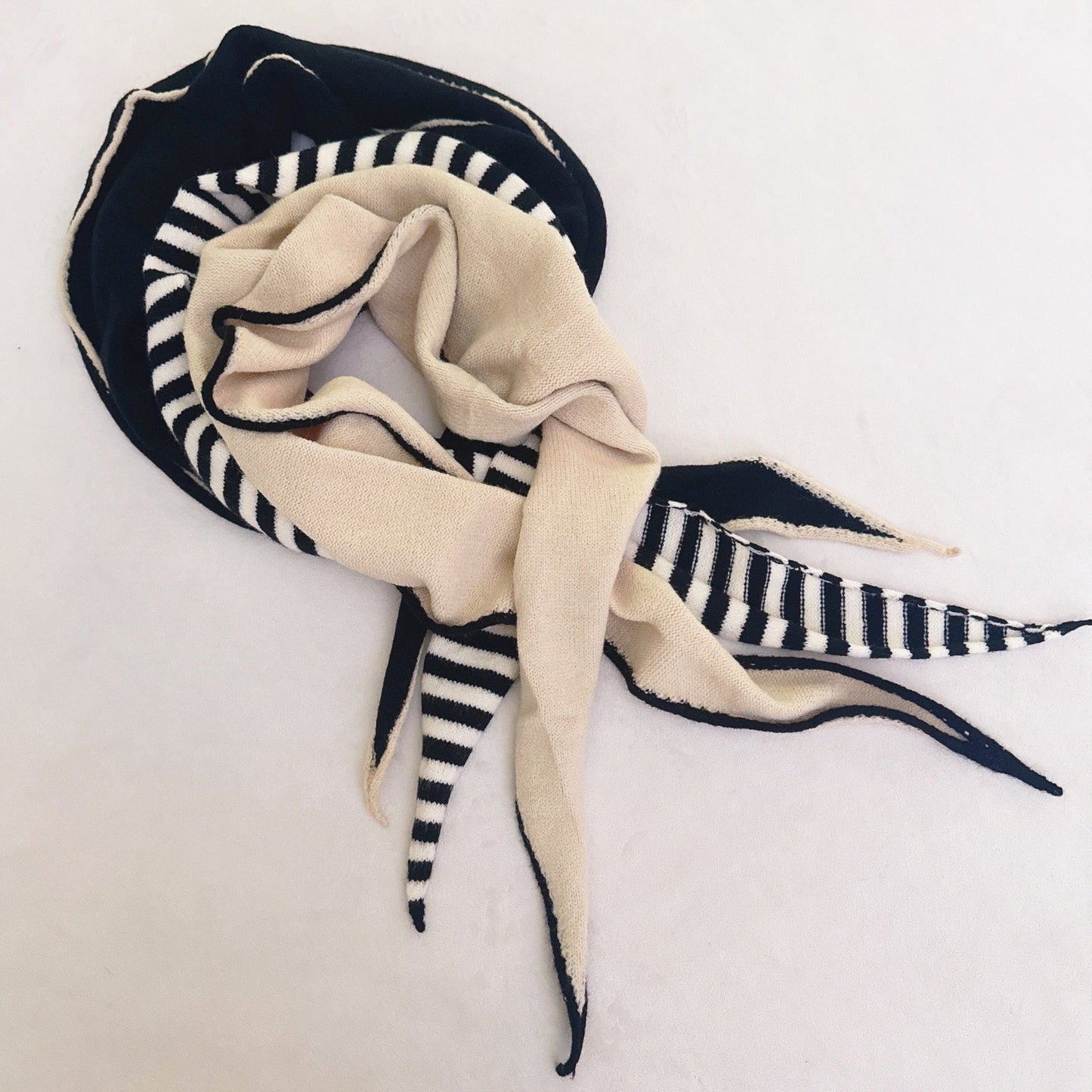Slim Minimalist Knit Scarf – Two-Tone & Striped - Scarves