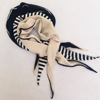 Slim Minimalist Knit Scarf – Two-Tone & Striped