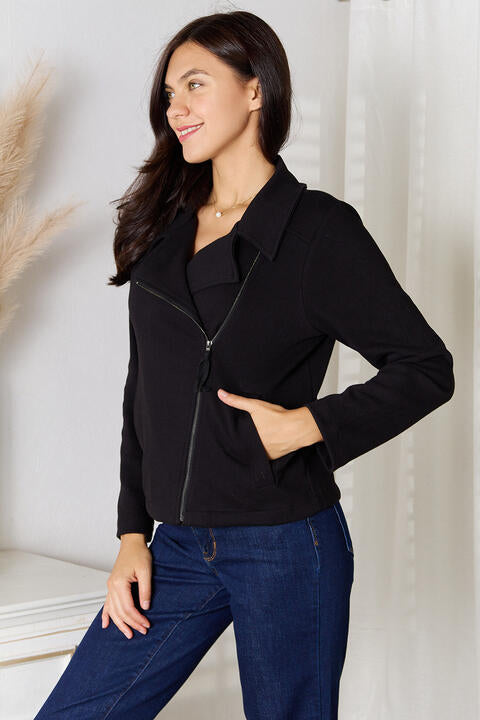 Soft Moto Women's Zip-Up Jacket with Pockets | Jackets | Ro + Ivy