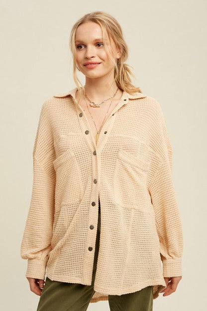 Soft Thermal Knit Women's Shacket Top - Ro + Ivy