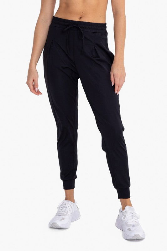 Solid Pleated Front Joggers - Ro + Ivy