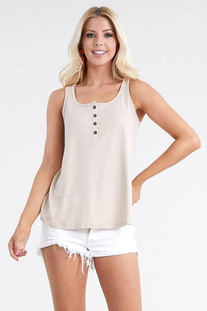 Square Neck Half Button Tank Top for Women | Tank Top | Ro + Ivy