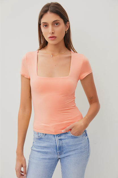 Square Neck Short Sleeve T-Shirt for Women | T-Shirt | Ro + Ivy