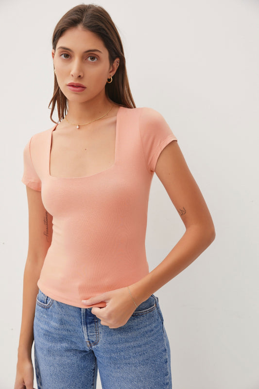 Square Neck Short Sleeve T-Shirt for Women | T-Shirt | Ro + Ivy