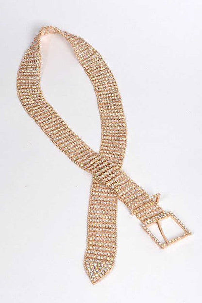 Statement Rhinestone Buckle Chain Belt – outfit idea for women | Ro + Ivy