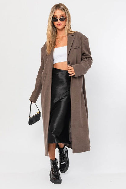 Straight Blazer Long Coat - Ro + Ivy